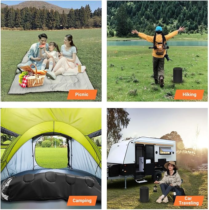 Sleeping Bags for Adults Backpacking Lightweight Waterproof- Cold Weather Sleeping Bag for Girls Boys Mens for Warm Camping Hiking Outdoor Travel Hunting with Compression Bags（Black