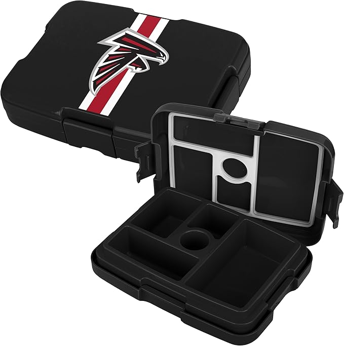 FOCO NFL Unisex-Adult Officially Licensed Team Color Stripe Primary Logo Football Leak Proof 5 Compartment Bento Lunch Box - Atlanta Falcons