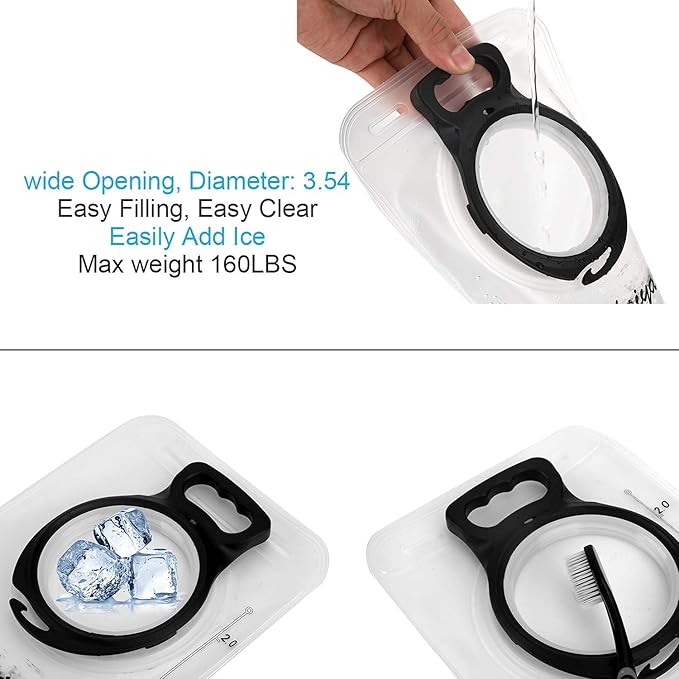 2 Pack Hydration Bladder 2L-3L with Cleaning Brush - Wide Opening, Leak Proof Water Reservoir for Hiking Cycling Running Camping Backpack - BPA Free
