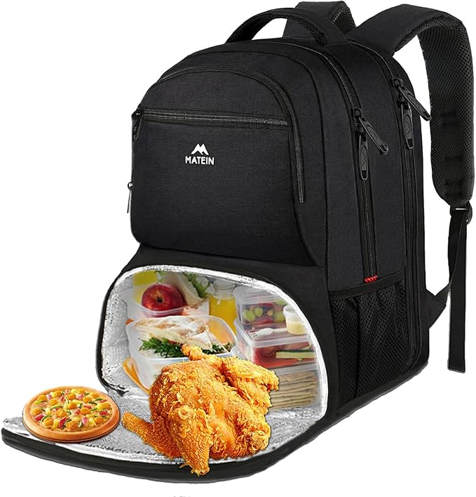 MATEIN Lunch Backpack for Men, 17 Inch Insulated Cooler Backpack with Lunch Compartment, Water Resistant Laptop Back Pack Computer Meal Prep Backpacks Mens Gifts Work Picnic College Travel