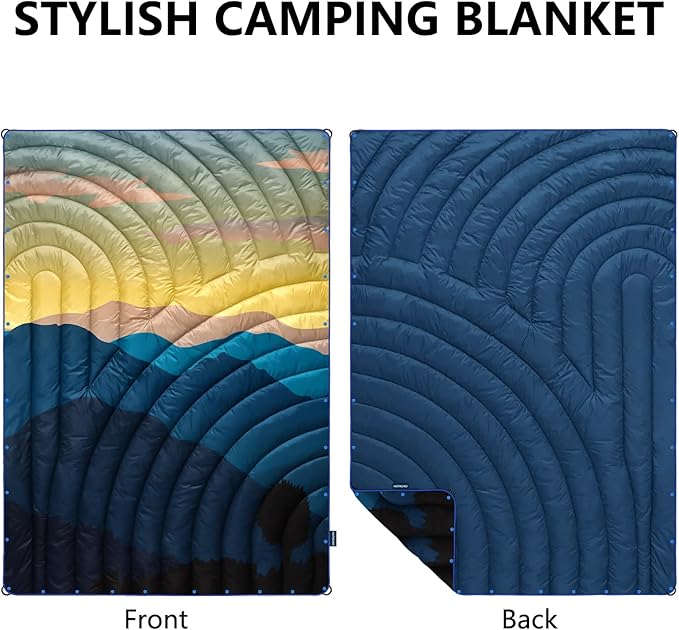 Camping Blanket,Lightweight Puffy Printed Camping Blanket Packable Outdoor Blanket for Camping,Traveling, Stadium, Hiking, Picnics