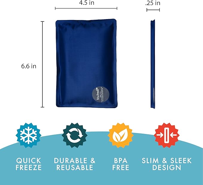Cool Coolers by Fit & Fresh 2 Pack Soft Ice, Flexible Stretch Nylon Reusable Ice Packs for Lunch Boxes & Coolers, Blue Tye Dye