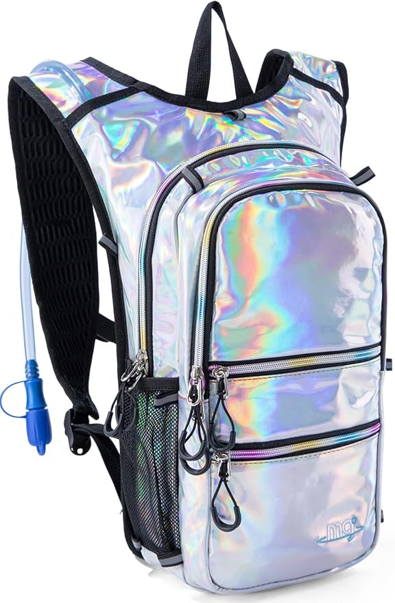 Hydration Backpack Pack with Cool Lights, 2L Water Bladder, Lightweight Bag for Running, Hiking, Bike, Climbing, Music Festival Essential, and Rave