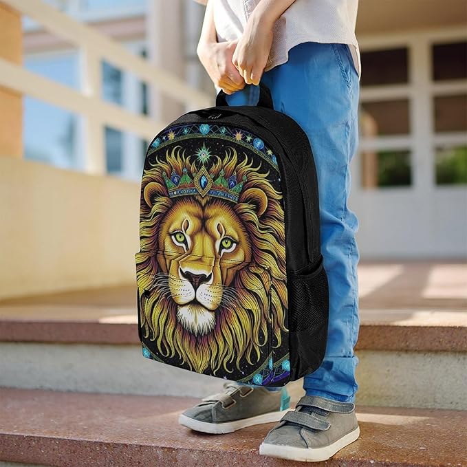 Supdreamc Daypack Polyester Anti-Theft Multipurpose Trippy King Of The Lion Art Bookbag Big Capacity Gym Outdoor Hiking Backpack With Adjustable Shoulder Straps