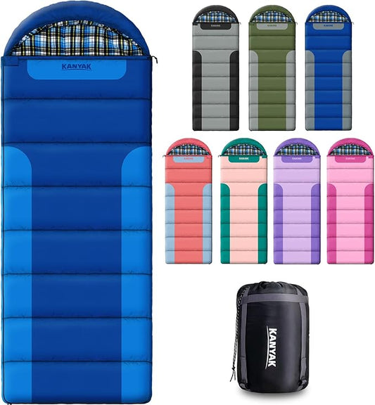 Cotton Flannel Liner Sleeping Bag for Adults Teens Kids, Cold Weather &Warm, 3 Seasons, Lightweight Compact Camping Essentials Equipment, Hiking, Outdoor, Travel