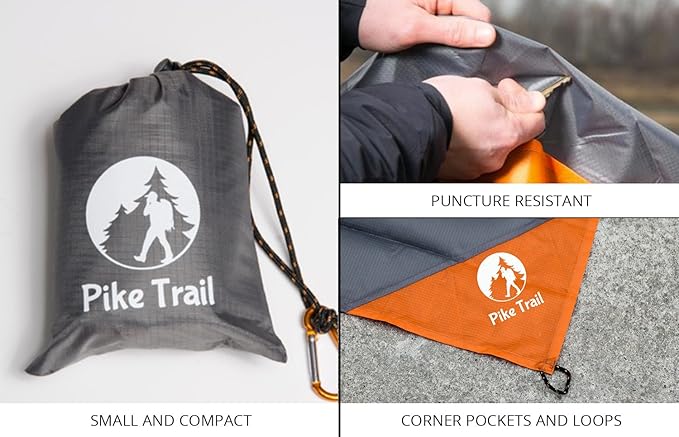 Pike Trail Pocket Beach Blanket (60 in X 56 in) – Lightweight Sand Proof Picnic Blankets, Compact Outdoor Blankets, Waterproof Pocket Blanket for Hiking, Camping, Picnics, Travel and Beach Trips