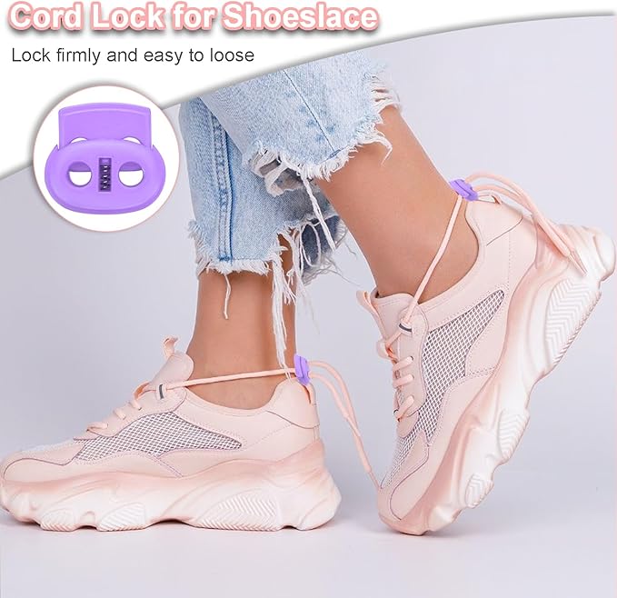 25Pack Assorted Color Plastic Cord Locks for Drawstring, Paracord Spring Toggle Stopper Clasp Elastic Shoeslace Lock Sweatpants Gloves Bungee Swim Goggles Hoodie String Clips Replacement