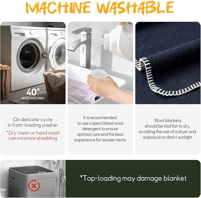 Merino Wool Blend Camping Blanket Ultra Warm, Moisture Wicking, Portable Outdoor Blanket for Camping, RV Trips, Adventures, Picnic, Bushcraft Survival Kits, Large 86"x62"