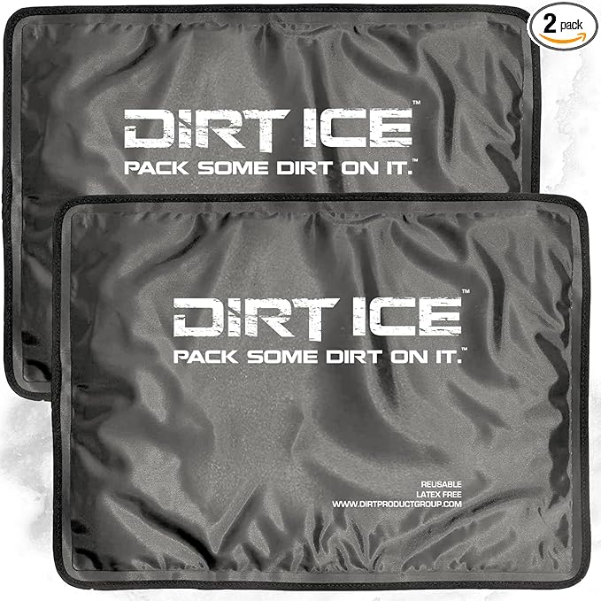 Dirt Ice - Gel Ice Pack - Large 2 Pack - 14.5"x10.5" - Ice Packs for Injuries Reusable – Reduce Swelling & Bruising - Pain Relief - Shoulder, Neck, Back, Elbow, Foot & Knee Ice Pack Wrap - Cold Pack