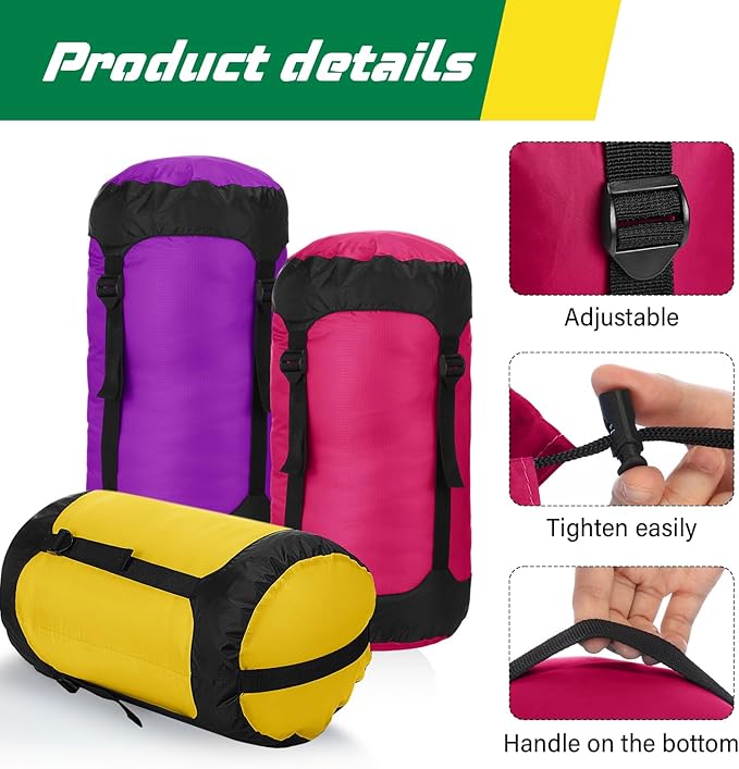 5 Pcs Compression Sacks for Backpacking 20L Camping Sleeping Bag Stuff Sacks for Backpacking Water Resistant Sleeping Bag Storage Sack for Space Saving Hiking Gear