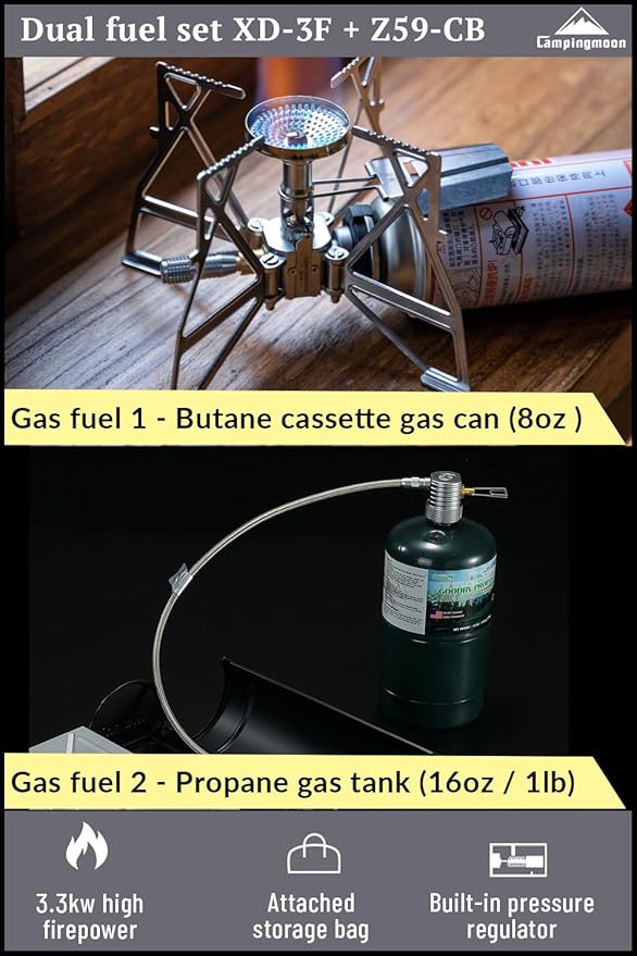 CAMPINGMOON Camping Propane Stove with Extend Hose XD-3F/Z59-CB