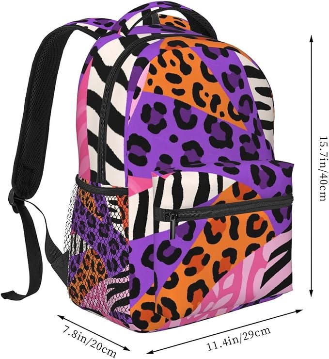 Adults Lightweight Cheetah Leopard Print Floral Color Shoulder Book Bags Big Capacity Shoulder Bag With Adjustable Shoulder Straps for Trekking Work Walking Cycling