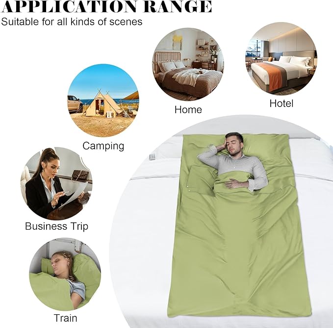 Sleeping Bag Liner,Travel Sheet & Adult Sleep Sack, Camping Sheets Travel Sleep Sack for Backpacking,Hotels & Hostels -Lightweight Single &Double Travel Sheet Camping Sheets