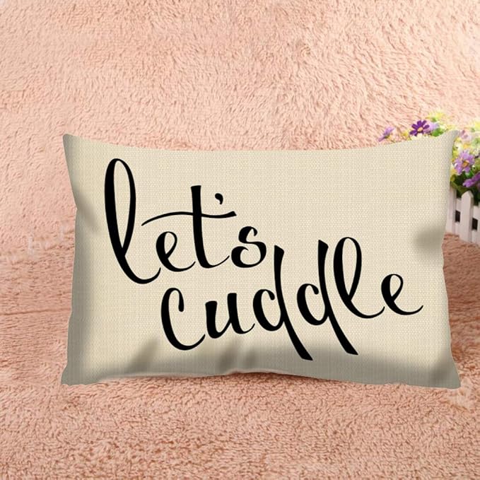 Throw Pillow Cover Lets Cuddle Contemporary Typography Decorative Pillow Case Home Decor 20x12 Inches Pillowcase