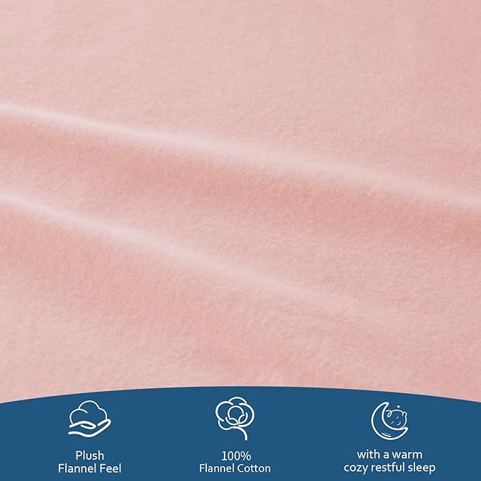 Flannel Sheets Queen Size - 100% Cotton Flannel - 4 Piece Queen Flannel Sheet Set - Brushed for Extra Softness Fits 16in to 24in Pillow Top Air Bed Mattress - Pink