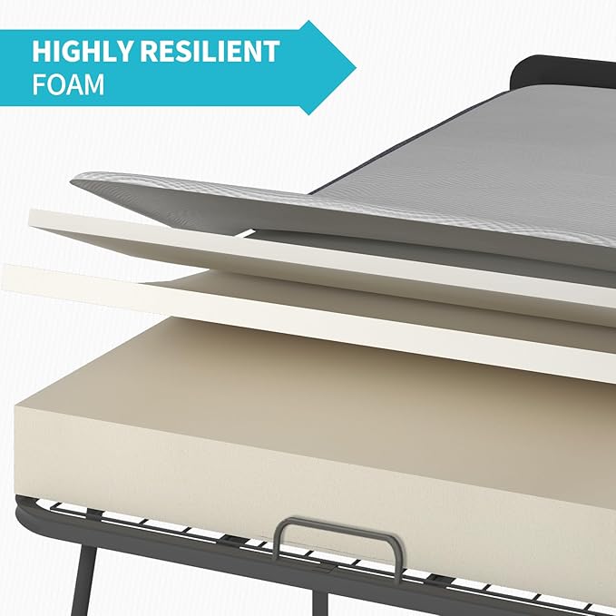 CECER Folding Bed with Mattress, 75" x 38" Rollaway Bed for Adults, 5 inch Thick Memory Foam Mattress，Twin Size Portable Foldable Bed with Headboard & Sturdy Metal Frame，Fold Up, Roll Away