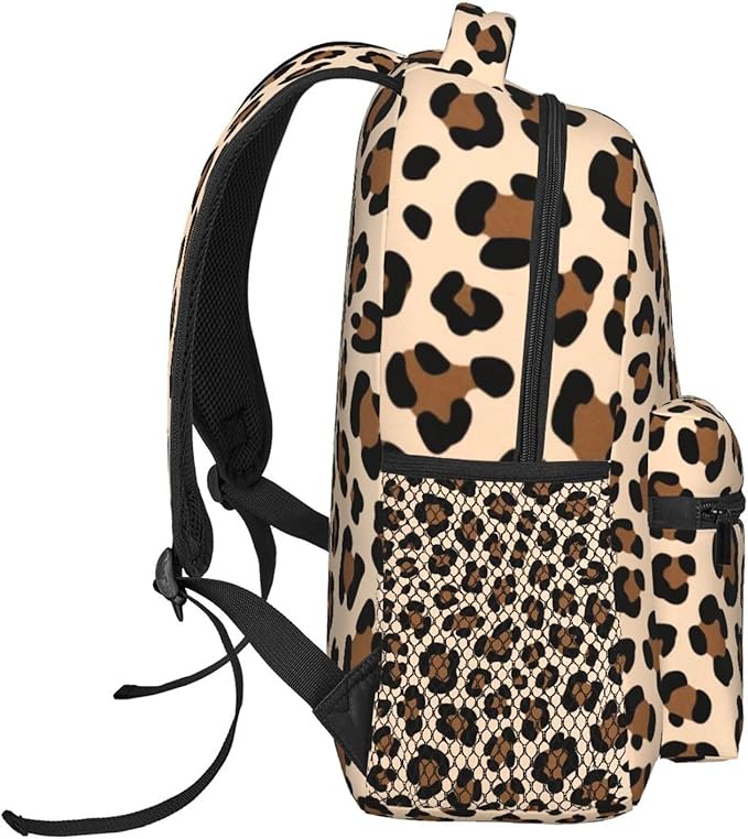 Backpack Multipurpose Anti-Theft Large Capacity Bookbag, Animal Leopard Skin Pattern Travel Hiking Daypack With Side Pockets