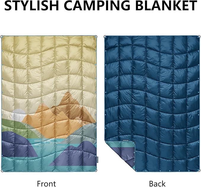 Camping Blanket, Puffy Down Alternative Blanket Lightweight Windproof for Outdoors,Hiking, Backpacking,Beach,Car,Picnic,Stadium