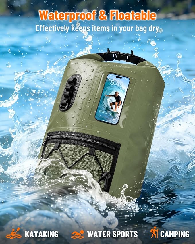 Waterproof Dry Bag, 20L/30L Roll Top Waterproof Backpack with Waterproof Phone Case, Heavy Duty Storage Bag for Women Men, for Travel, Kayaking, Boating, Rafting, Camping, Hiking & Beach
