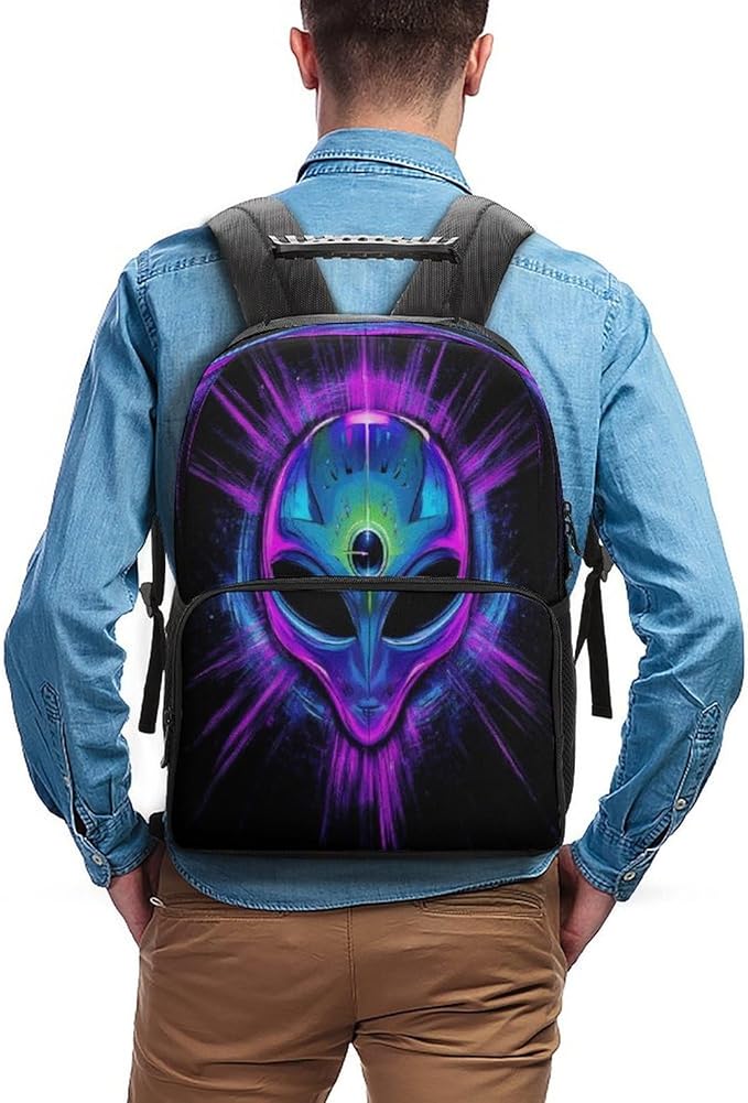 Rucksacks Lightweight Multipurpose Anti-Theft Trippy Eyes Blue Tie Dye Alien Shoulder Bag Big Capacity Traveling Camping Backpack With Side Pockets