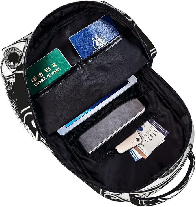 Casual Daypack Multipurpose Anti-Theft Large Capacity Carry On Bag, Magical Sun Moon Gothic Spirit Board Pattern Black Casual Daypack Climbing Shoulder Bag With Padded Straps