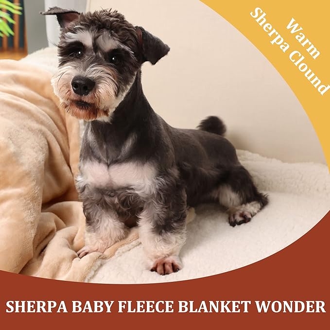 NANPIPER Baby Sherpa Blanket,Warm Toddler Throw Blanket,Soft Newborn Fleece Blanket for Winter (Beige,30x40 inches)