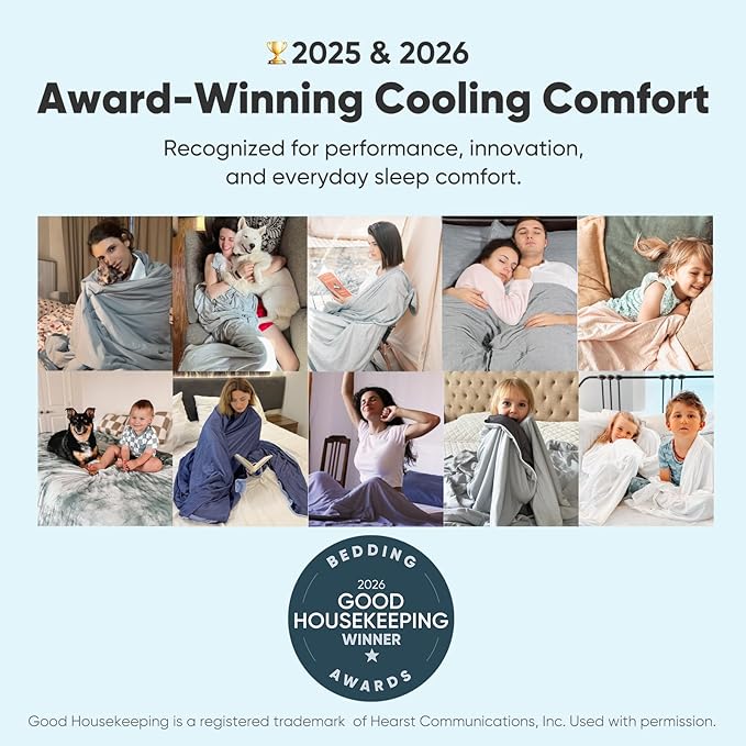 Elegear Revolutionary Cooling Blanket Queen Absorbs Heat to Keep Body Cool for Night Sweats, Arc-Chill3.0 Cool Fiber Q-Max>0.5 for Hot Sleepers, Lightweight Summer Cold Blankets for Sleeping 79“ x 86”