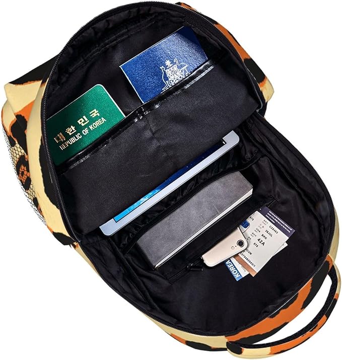 Lightweight Backpack for Gym Travel Bicycle, Big Capacity Multipurpose Anti-Theft Carry On Bag, Leopard Print Animal Skin Patterns Travel Hiking Bag Day Pack