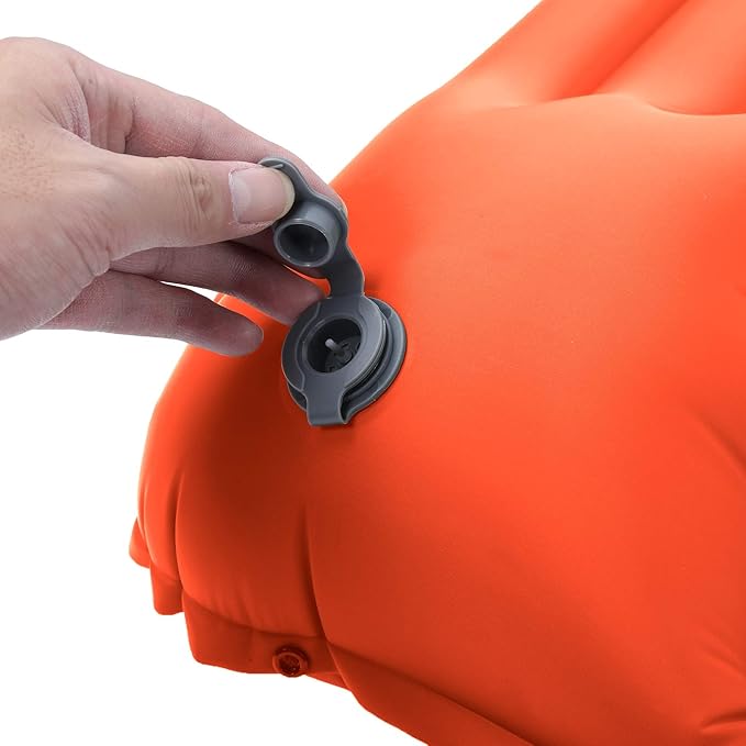 Inflatable Camping Sleeping Pad Mat, Ultra Lightweight Air Cushion Mattress for Tent Hiking Travel, 2 Way Valve Design with 40D Nylon Fabric and TPU Laminate, Compact Foldable (Orange)