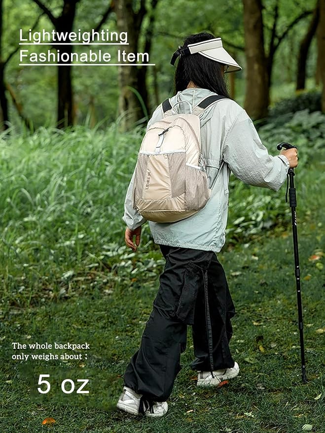25L Lightweight Foldable Shoulder Backpack Splash Proof Outdoor Sports Daypack Travel Camping Hiking Bag For Men Women (Khaki)