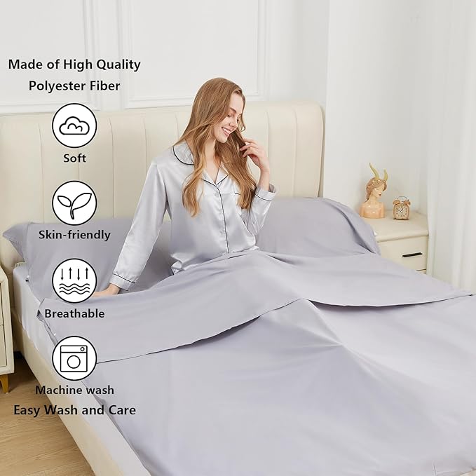 Sleeping Bag Liner Camping Adult Sleep Sack Lightweight Travel Sheet for Hotel Bed Compact Ultralight Essential Cleaning Supplies Kit Travel Bedding Set for Backpacking