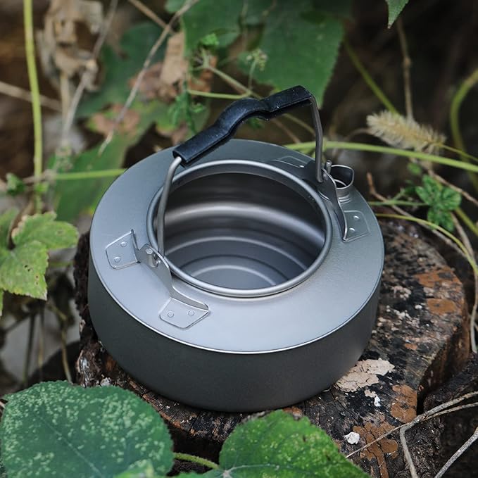 Titanium Kettle Coffee Tea Pot 0.6L/ 1L with Mesh Bag Portable for Outdoor Camping (Ta9081-0.6L)