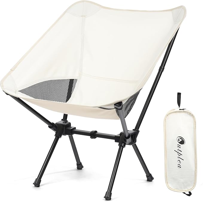 Folding Portable Camping Chair, Lightweight Compact Backpacking Hiking Chair, Beach Chair for Adults,White