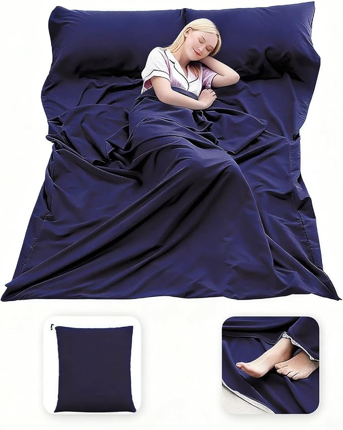 Sleeping Bag Liner Lightweight Compact Sleeping Bag Sack Portable Clean Travel Sheet Camping Sleep Sheet for Backpacking Hotel Hiking