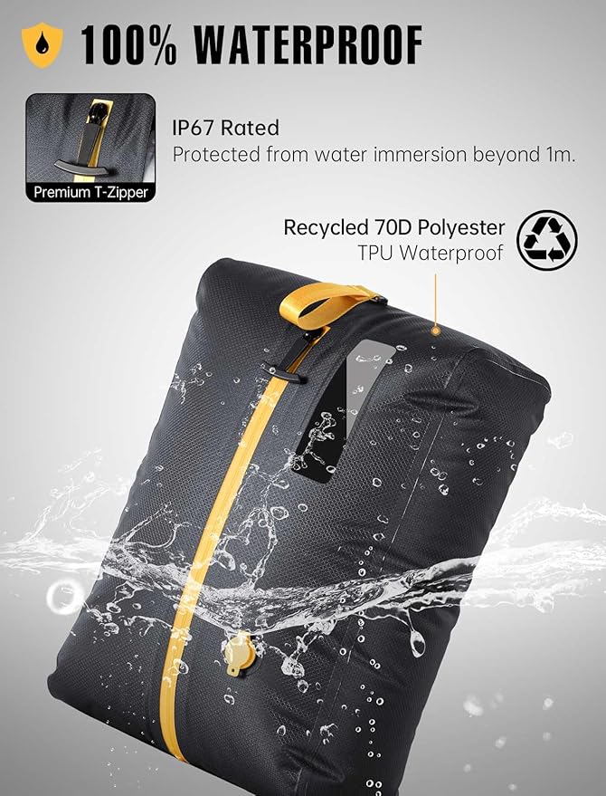 Vacuum Bags for Travel w/Rechargeable Pump, 24L Reusable Vacuum Compression Bag Packing Cubes for Carry-On Suitcase & Backpack, IP67 Waterproof Space Saver Vacpack Storage Kit (2 Pack+Pump)