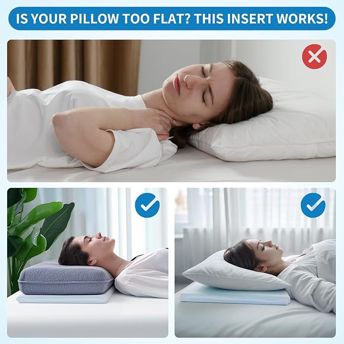 LOFE Adjustable Memory Foam Pillow's One Layer - 1 Height 2'' Insert for Cervical Pillow for Neck Pain Relief, CertiPUR-US Memory Foam Piece, Ultra Thin Pillow for Stomach Sleeper, Blue, Ultra Soft