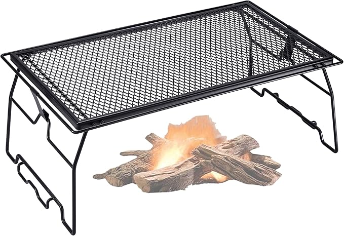CAMPINGMOON Campfire Grill Storage Rack Camping Grill Steel Foldable Stackable T-238
