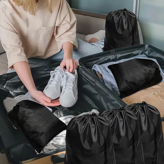 HIIXHC 8-Pack Drawstring Bags with Toggle, Durable Nylon Backpack, Cinch Sack and Ditty Pouch for Gym, Sports, Travel, and Daily Use