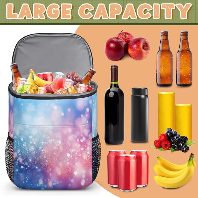Insulated Cooler Backpack Glitter Leakproof Lightweight Ice Coolers Backpack Steel Blue Waterproof Cooler Bag Lunch Backpack for Camping Hiking Picnic for Men Women