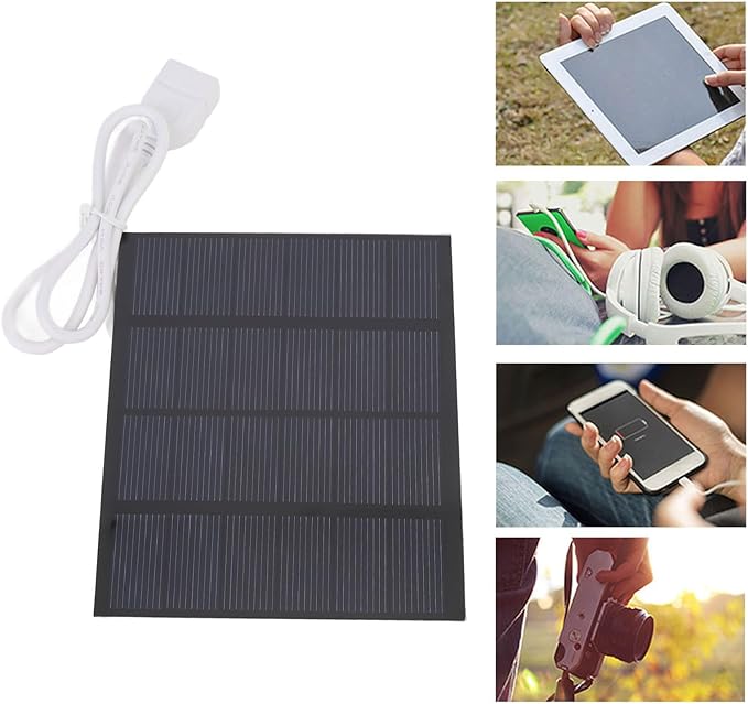1.5W 6V Portable Solar Panel, Solar Powered Battery Charger with Built in USB Port, Multifunctional Portable Solar Charger for Camping Outdoor Backpacking