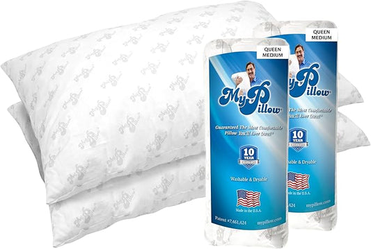 MyPillow Bedding Bed Pillows for Sleeping Queen Size, Set of 2, Pillow for Back, Stomach or Side Sleepers Classic Pillow [Queen, Medium]