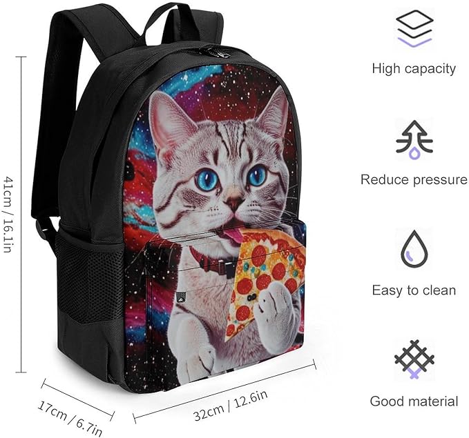Shoulder Book Bags Anti-Theft Multipurpose Big Capacity Bookbag, Galaxy Taco Cat Pizza Travel Hiking Backpack With Smooth Zippers