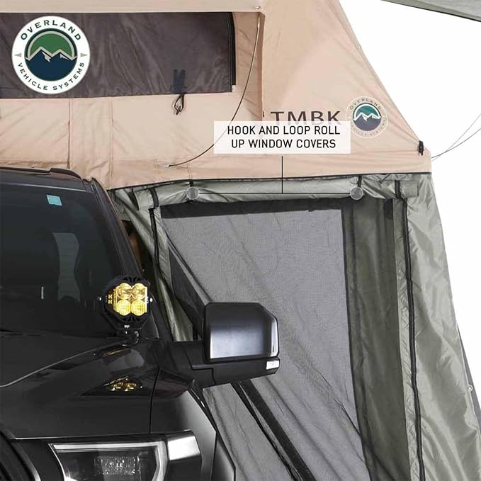 Overland Vehicle Systems 18019833 LD TMBK Roof Top Tent Annex Green Base with Black Floor & Travel Cover | Waterproof Material | Features 1000g PVC-Based Floor