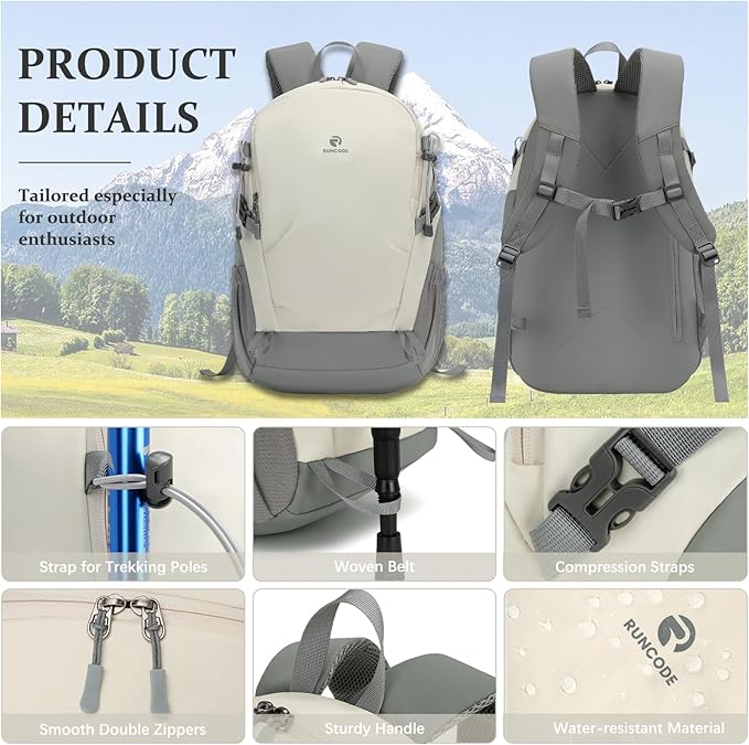 Hiking Backpack for Men Women, 25L Lightweight Travel Backpack Camping Daypack for Outdoors