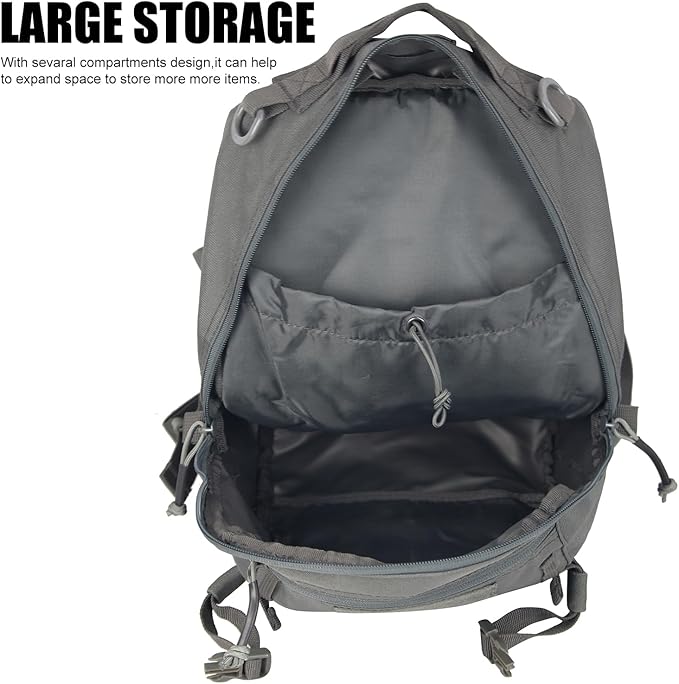 Small Tactical Backpack 12L Molle Bag Rucksack Army Daypack Military Daypack for Outdoor,Hiking (Grey)