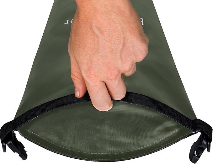 EARTH&RIVER Premium Waterproof Dry Bag Backpack, Extra Thick, Protection for All Water Activities & camping, Floating Lightweight Dry Bag & IPX8 Waterproof Phone Case (Army Green, 5L)