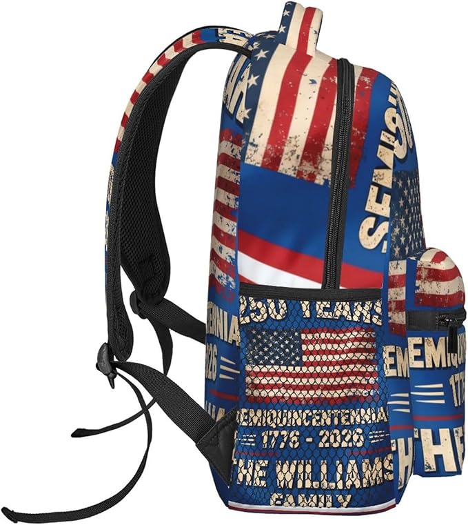 Lightweight Rucksack for Sports Travel Running, Big Capacity Multipurpose Anti-Theft Bookbag, 250 Anniversary USA Patriotic 1776-2026 Art Travel and Sport Backpack Rucksack