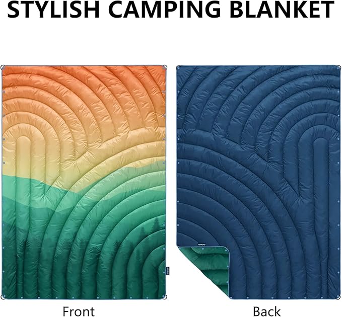 Camping Blanket,Lightweight Down Alternative Puffy Blanket Packable Outdoor Blanket for Camping,Traveling, Stadium, Hiking, Picnics