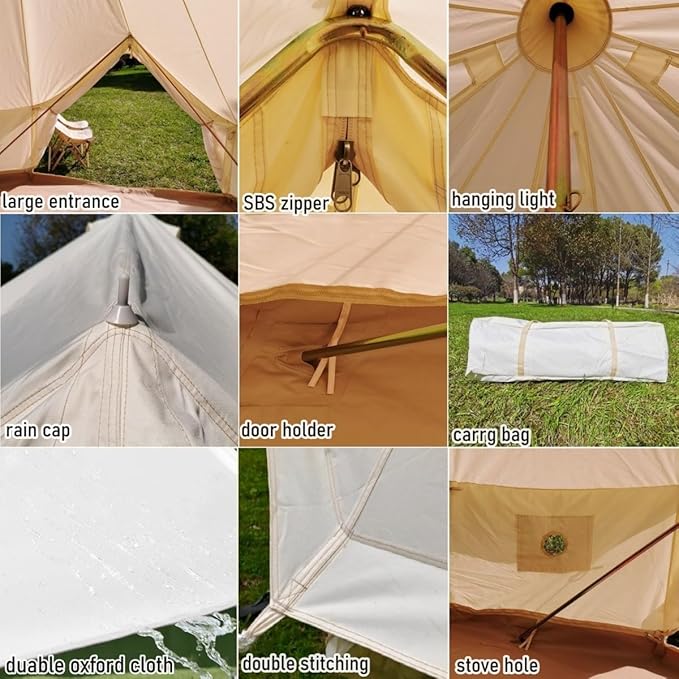 Latourreg Luxury 3M/4M/5M/6M Oxford Bell Tent with Zipped Detachable Groundsheet | Luxury, Zipped, Detachable, Groundsheet