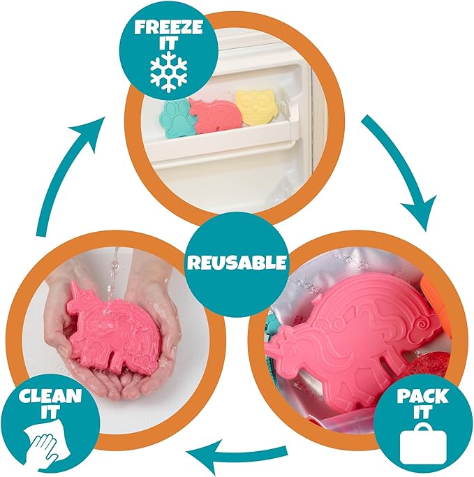 Kids Hard Ice Packs (3 PK) Slim Lightweight Reusable Cooler Freezer Packs- Long-Lasting Chillers Keep Food Fresh for Hours- Durable Leak-Proof Design for Boys Girls Back To School- BPA Free, Food Safe